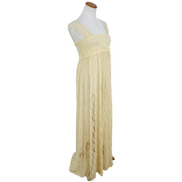 NWT Free People Cream Sheer Lace Romantic Boho Maxi Dress - Picture 10 of 16